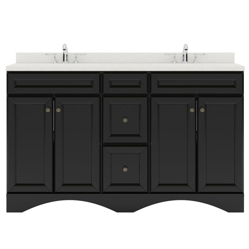 Modern Fittings Talisa 60" Double Bath Vanity with Dazzle White Quartz Top and Round Sinks