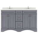 Modern Fittings Talisa 60" Double Bath Vanity with Dazzle White Quartz Top and Round Sinks