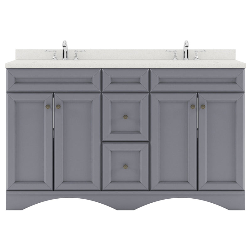 Modern Fittings Talisa 60" Double Bath Vanity with Dazzle White Quartz Top and Round Sinks