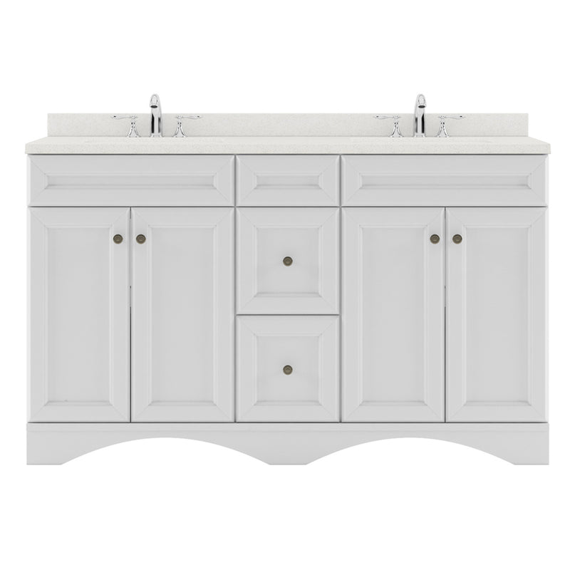 Modern Fittings Talisa 60" Double Bath Vanity with Dazzle White Quartz Top and Round Sinks