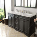 Modern Fittings Talisa 60" Double Bath Vanity with Dazzle White Quartz Top and Square Sinks