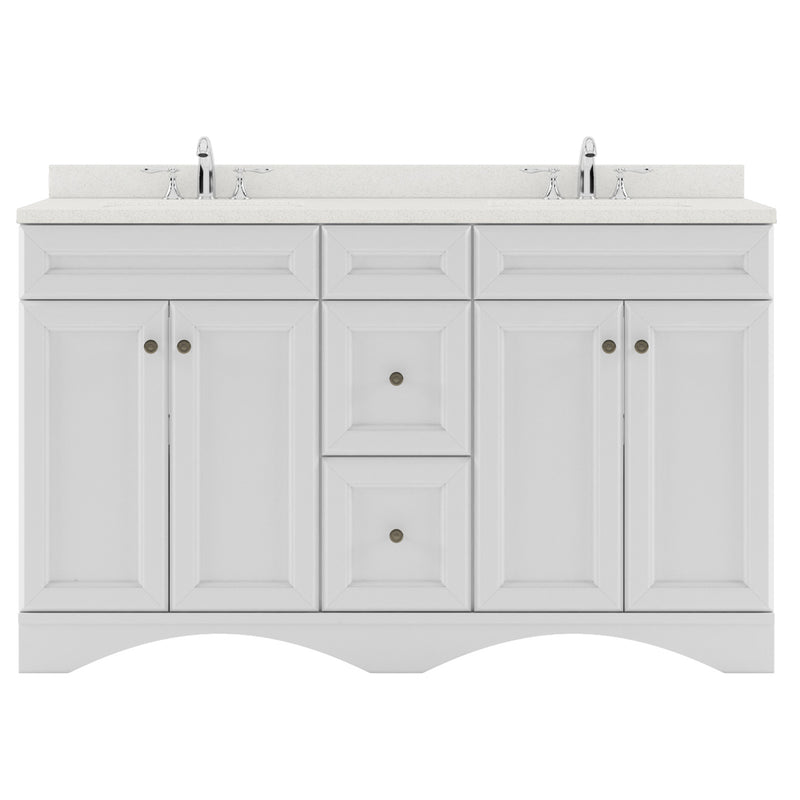 Modern Fittings Talisa 60" Double Bath Vanity with Dazzle White Quartz Top and Square Sinks