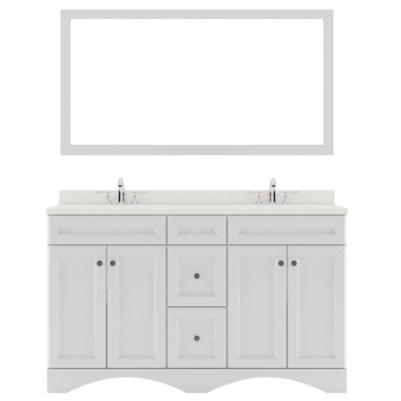 Modern Fittings Talisa 60" Double Bath Vanity with Dazzle White Quartz Top and Square Sinks