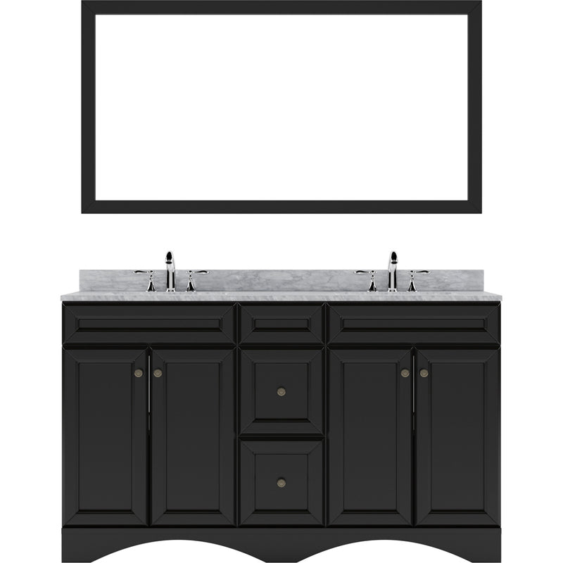 Modern Fittings Talisa 60" Double Bath Vanity with White Marble Top and Round Sinks