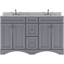 Modern Fittings Talisa 60" Double Bath Vanity with White Marble Top and Round Sinks