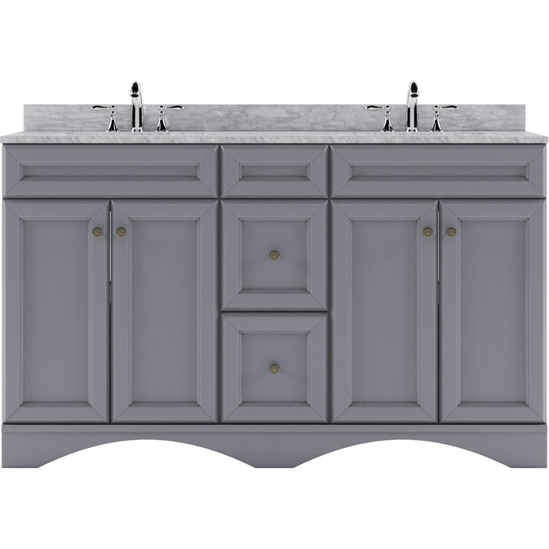 Modern Fittings Talisa 60" Double Bath Vanity with White Marble Top and Round Sinks