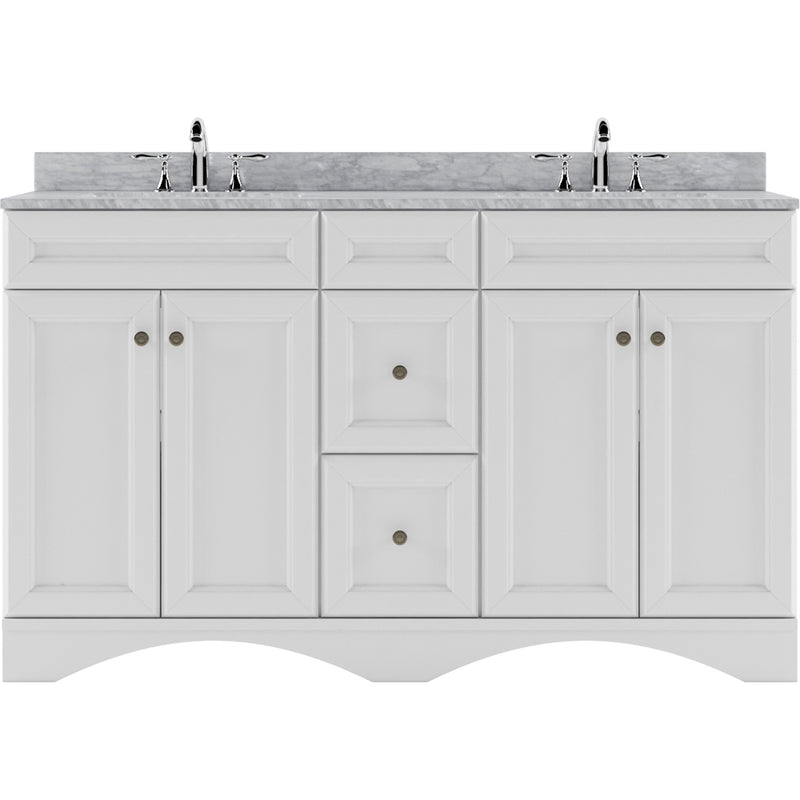 Modern Fittings Talisa 60" Double Bath Vanity with White Marble Top and Round Sinks