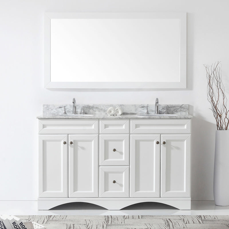 Modern Fittings Talisa 60" Double Bath Vanity with White Marble Top and Round Sinks