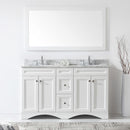 Modern Fittings Talisa 60" Double Bath Vanity with White Marble Top and Round Sinks with Faucets with Matching Mirror