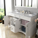 Modern Fittings Talisa 60" Double Bath Vanity with White Marble Top and Round Sinks with Faucets with Matching Mirror