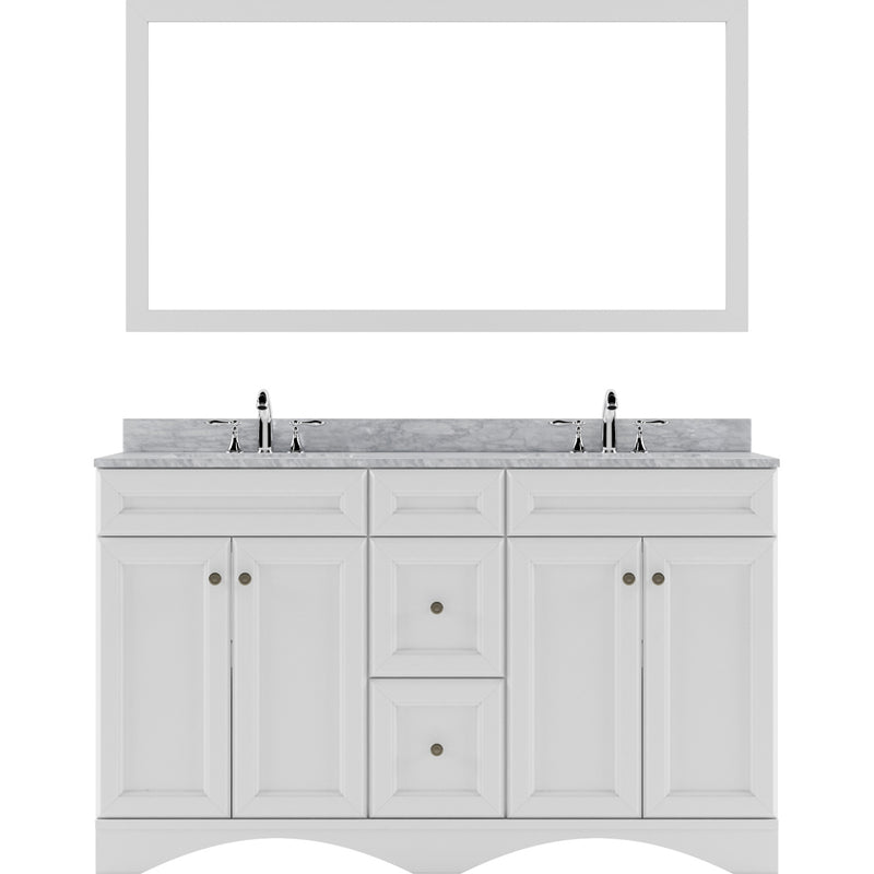 Modern Fittings Talisa 60" Double Bath Vanity with White Marble Top and Round Sinks