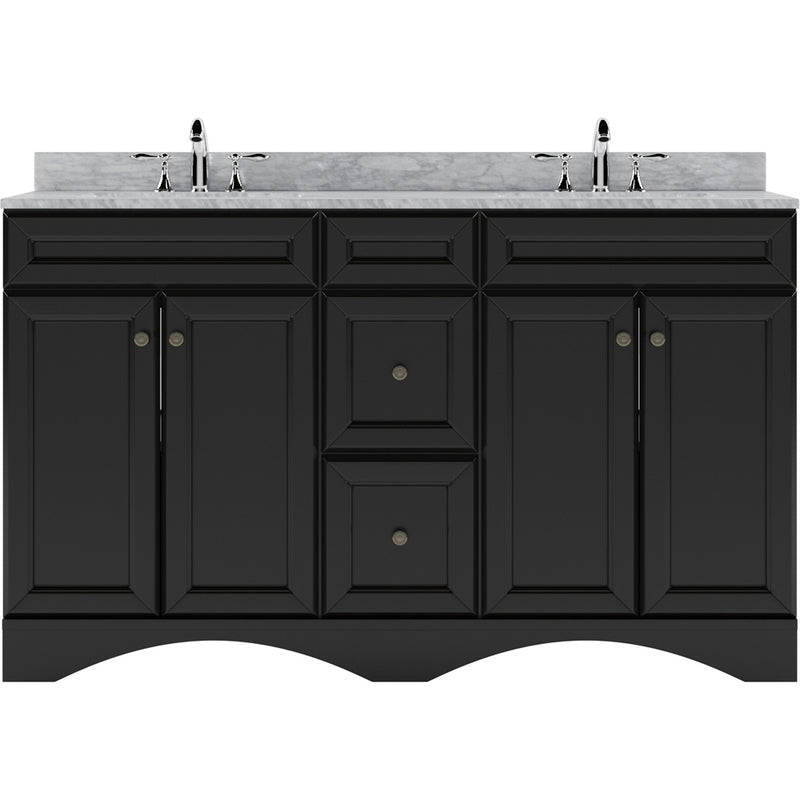 Modern Fittings Talisa 60" Double Bath Vanity with White Marble Top and Square Sinks