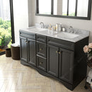 Modern Fittings Talisa 60" Double Bath Vanity with White Marble Top and Square Sinks