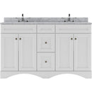 Modern Fittings Talisa 60" Double Bath Vanity with White Marble Top and Square Sinks