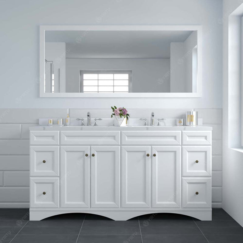 Modern Fittings Talisa 72" Double Bath Vanity with Calacatta Quartz Top and Square Sinks with Matching Mirror