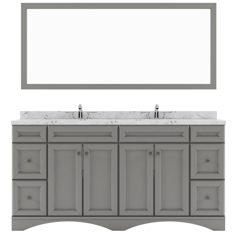 Modern Fittings Talisa 72" Double Bath Vanity with Cultured Marble Quartz Top and Round Sinks Faucets