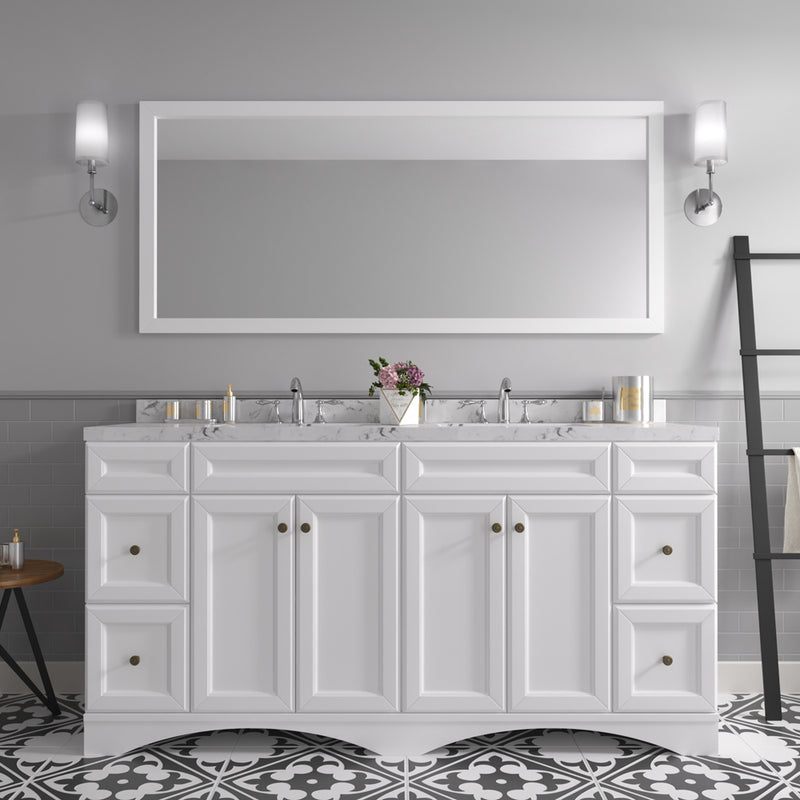 Modern Fittings Talisa 72" Double Bath Vanity with Cultured Marble Quartz Top and Round Sinks Faucets