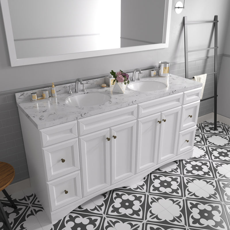 Modern Fittings Talisa 72" Double Bath Vanity with Cultured Marble Quartz Top and Round Sinks Faucets