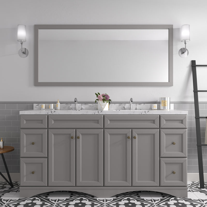 Modern Fittings Talisa 72" Double Bath Vanity with Cultured Marble Quartz Top and Square Sinks Faucets