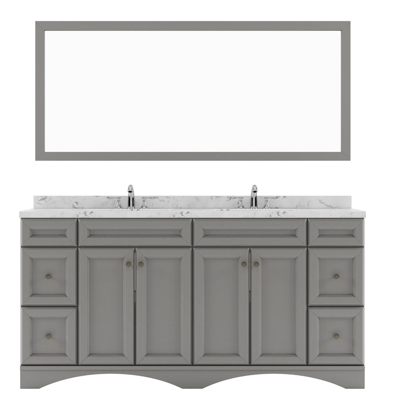 Modern Fittings Talisa 72" Double Bath Vanity with Cultured Marble Quartz Top and Square Sinks Faucets