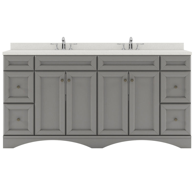 Modern Fittings Talisa 72" Double Bath Vanity with Quartz Top and Round Sinks with Matching Mirror