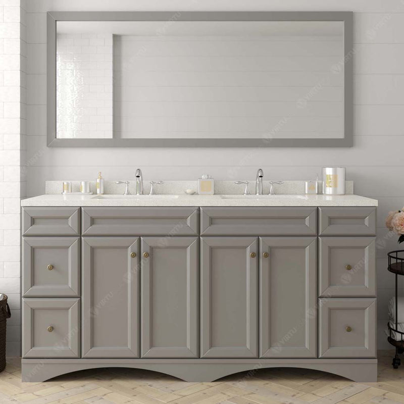 Modern Fittings Talisa 72" Double Bath Vanity with Quartz Top and Round Sinks with Matching Mirror