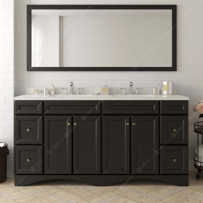 Modern Fittings Talisa 72" Double Bath Vanity with Dazzle White Quartz Top and Round Sinks Faucets