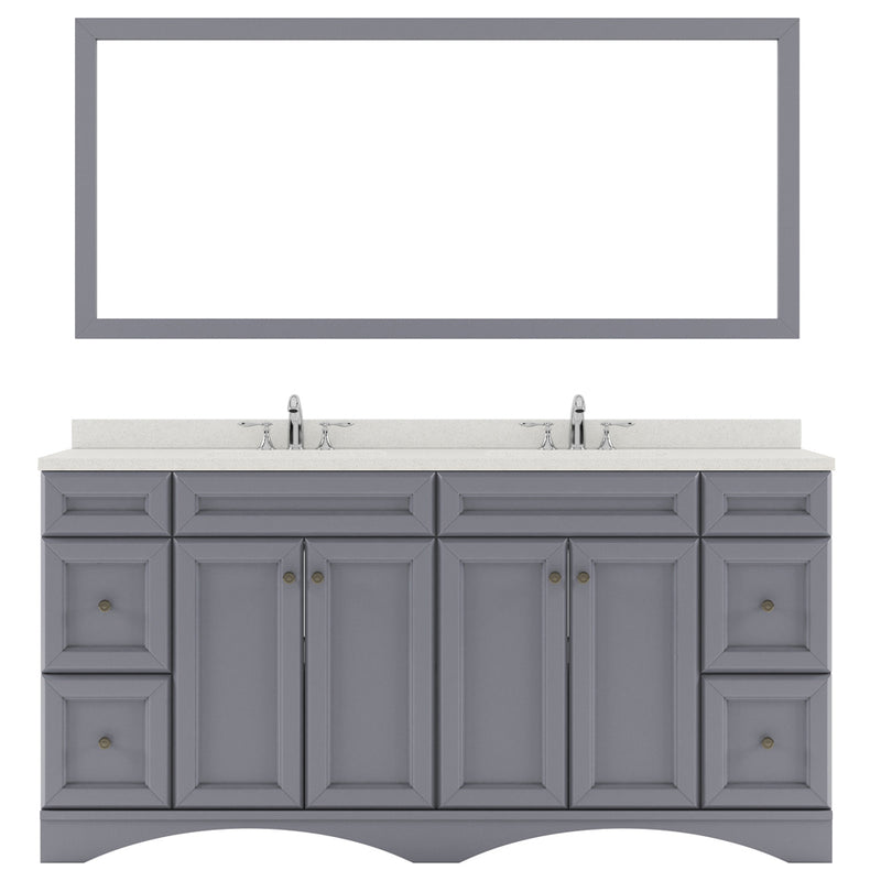 Modern Fittings Talisa 72" Double Bath Vanity with Quartz Top and Round Sinks with Matching Mirror