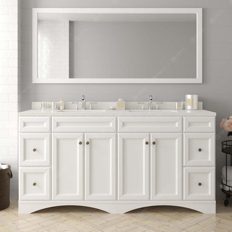 Modern Fittings Talisa 72" Double Bath Vanity with Quartz Top and Round Sinks with Matching Mirror