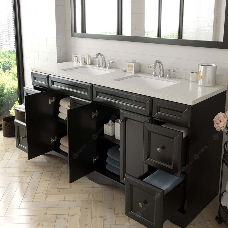 Modern Fittings Talisa 72" Double Bath Vanity with Quartz Top and Square Sinks with Matching Mirror