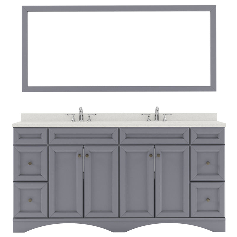 Modern Fittings Talisa 72" Double Bath Vanity with Quartz Top and Square Sinks with Matching Mirror