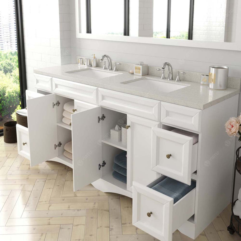 Modern Fittings Talisa 72" Double Bath Vanity with Quartz Top and Square Sinks with Matching Mirror