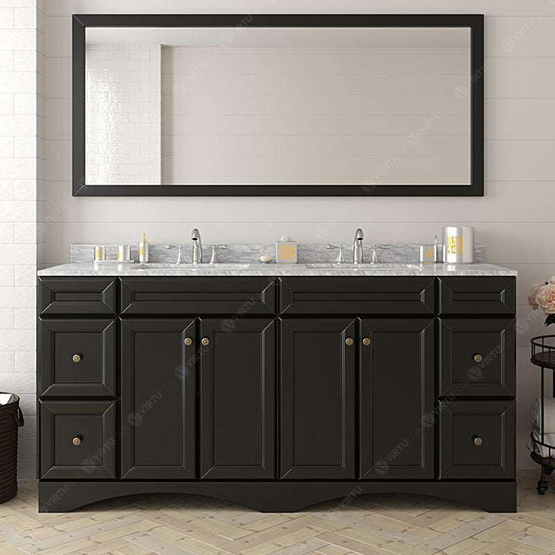 Modern Fittings Talisa 72" Double Bath Vanity with Marble Top and Round Sinks Faucets