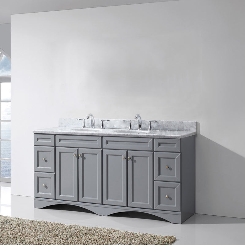 Modern Fittings Talisa 72" Double Bath Vanity Marble Top and Round Sinks with Matching Mirror