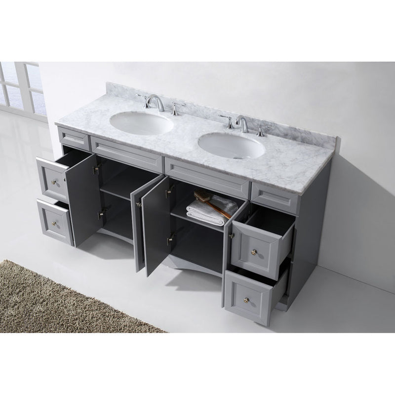 Modern Fittings Talisa 72" Double Bath Vanity Marble Top and Round Sinks with Matching Mirror