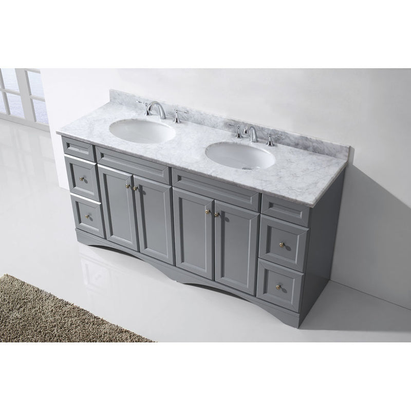 Modern Fittings Talisa 72" Double Bath Vanity Marble Top and Round Sinks with Matching Mirror