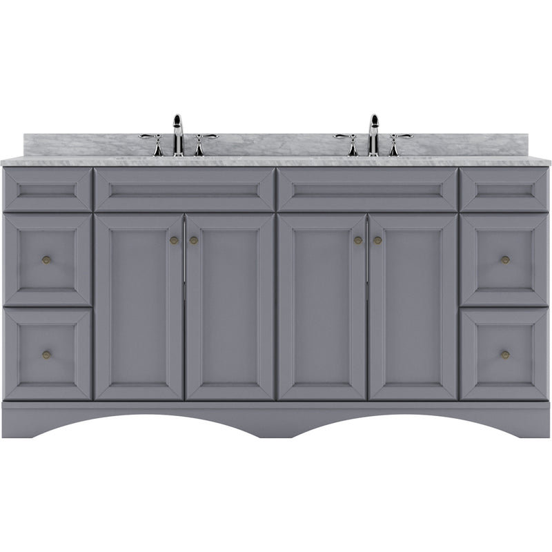 Modern Fittings Talisa 72" Double Bath Vanity Marble Top and Round Sinks with Matching Mirror