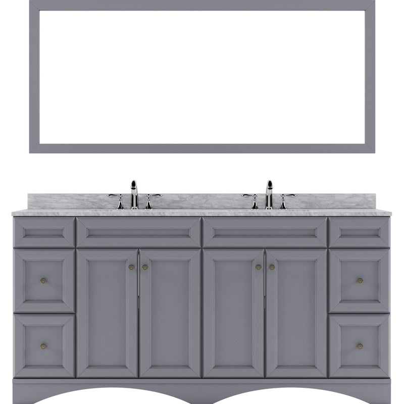 Modern Fittings Talisa 72" Double Bath Vanity with Marble Top and Round Sinks Faucets