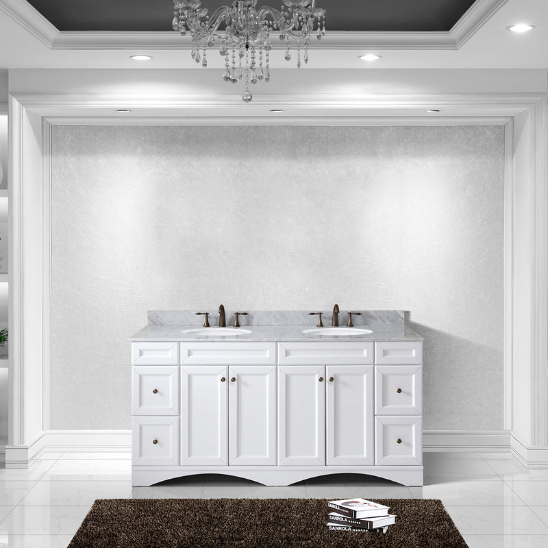 Modern Fittings Talisa 72" Double Bath Vanity Marble Top and Round Sinks with Matching Mirror