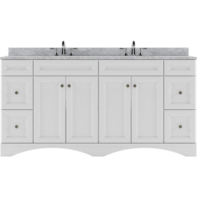 Modern Fittings Talisa 72" Double Bath Vanity Marble Top and Round Sinks with Matching Mirror