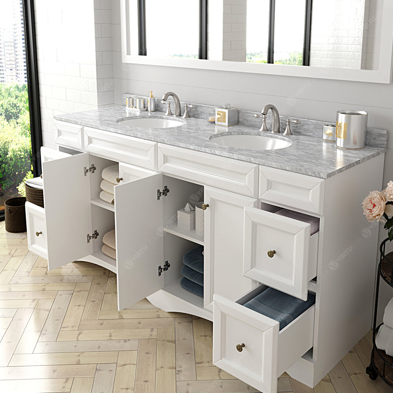 Modern Fittings Talisa 72" Double Bath Vanity with Marble Top and Round Sinks Faucets