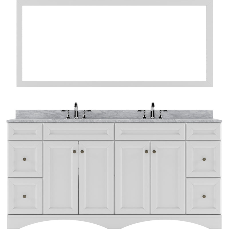 Modern Fittings Talisa 72" Double Bath Vanity Marble Top and Round Sinks with Matching Mirror