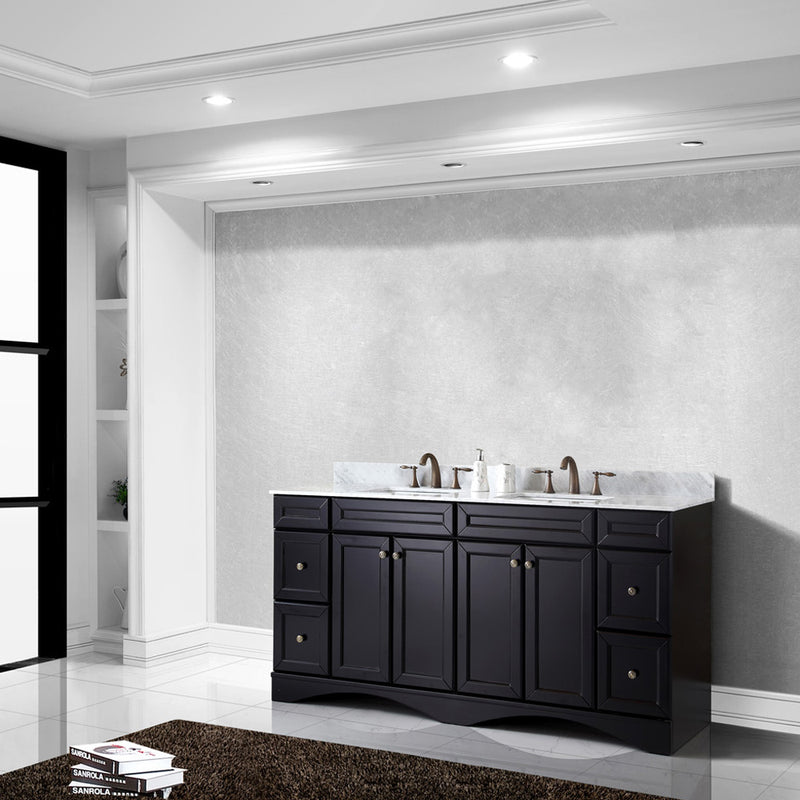 Modern Fittings Talisa 72" Double Bath Vanity Marble Top and Square Sinks with Matching Mirror