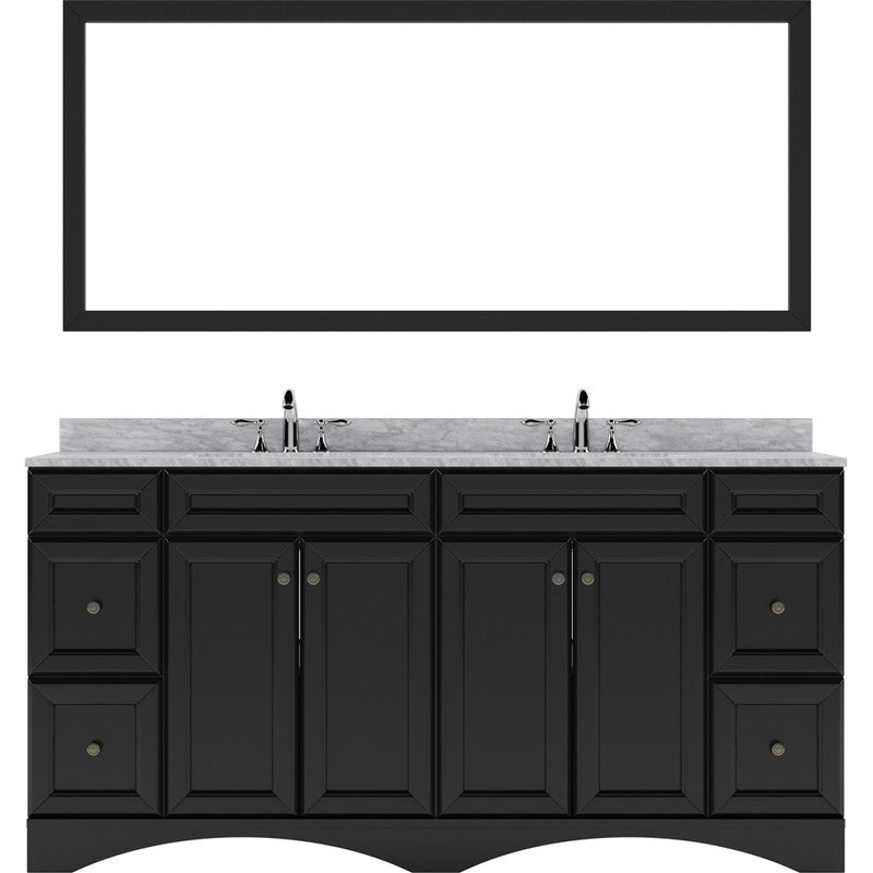 Modern Fittings Talisa 72" Double Bath Vanity Marble Top and Square Sinks with Matching Mirror