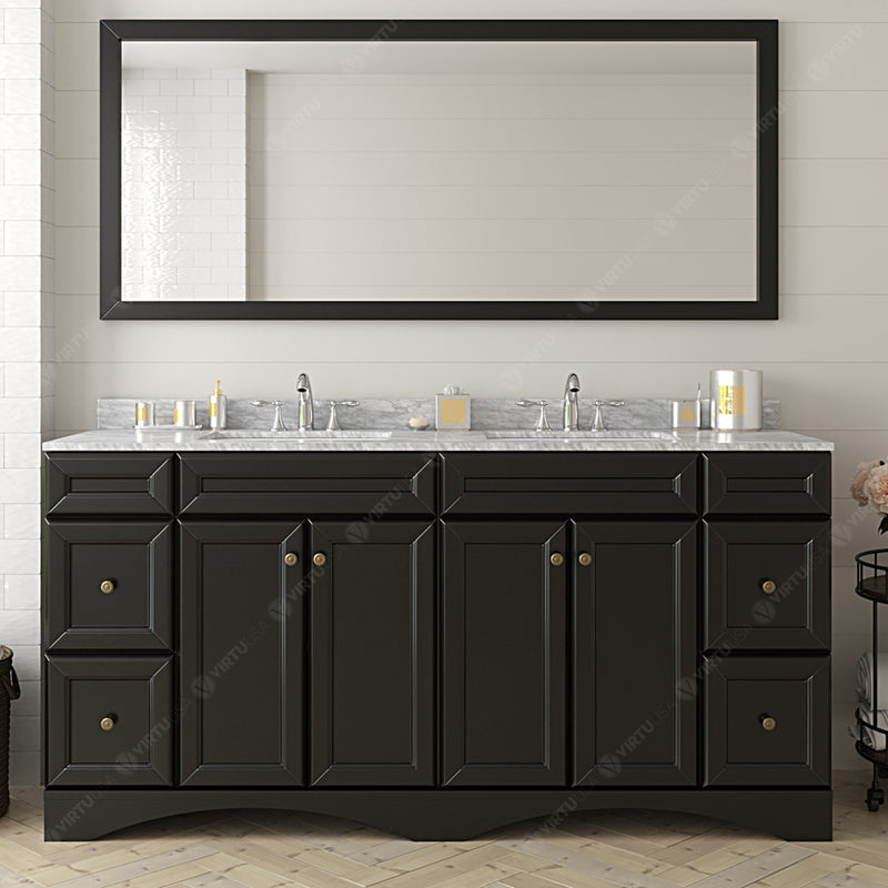 Modern Fittings Talisa 72" Double Bath Vanity with Marble Top and Square Sinks Faucets