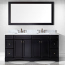 Modern Fittings Talisa 72" Double Bath Vanity Marble Top and Square Sinks with Matching Mirror