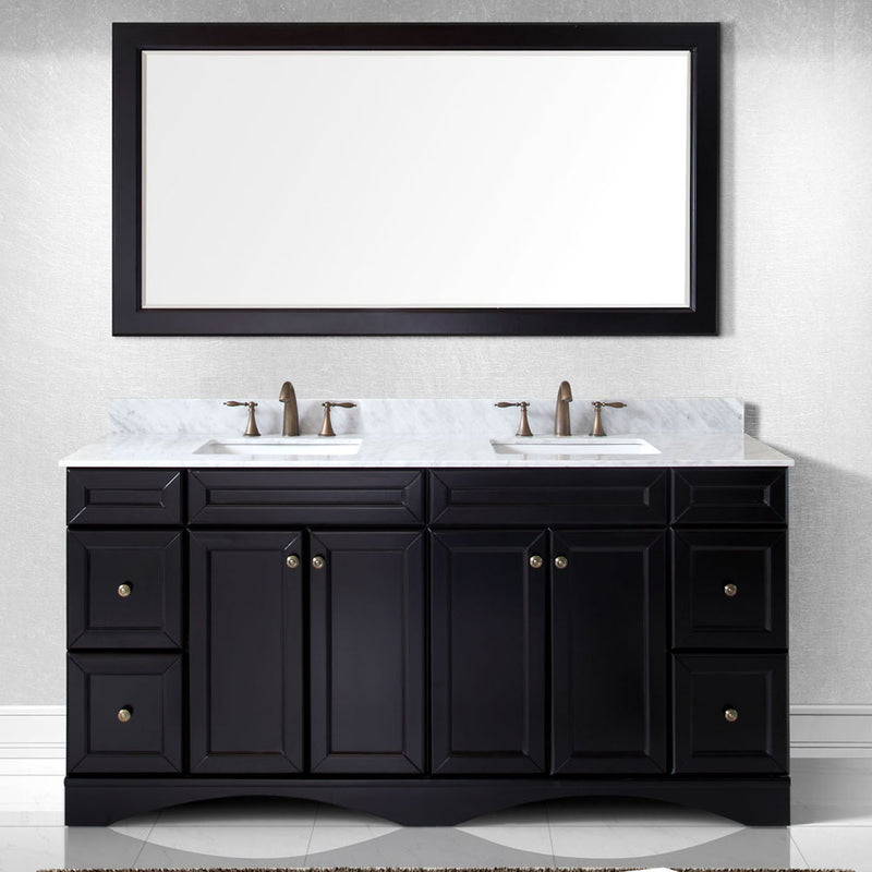 Modern Fittings Talisa 72" Double Bath Vanity with Marble Top and Square Sinks Faucets