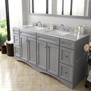 Modern Fittings Talisa 72" Double Bath Vanity Marble Top and Square Sinks with Matching Mirror