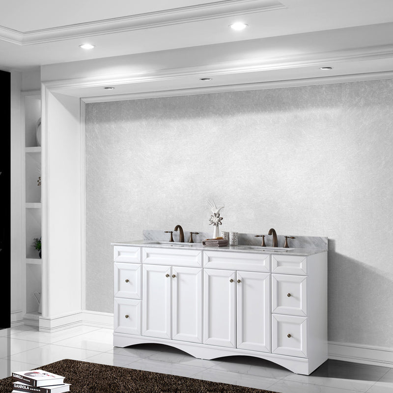 Modern Fittings Talisa 72" Double Bath Vanity Marble Top and Square Sinks with Matching Mirror