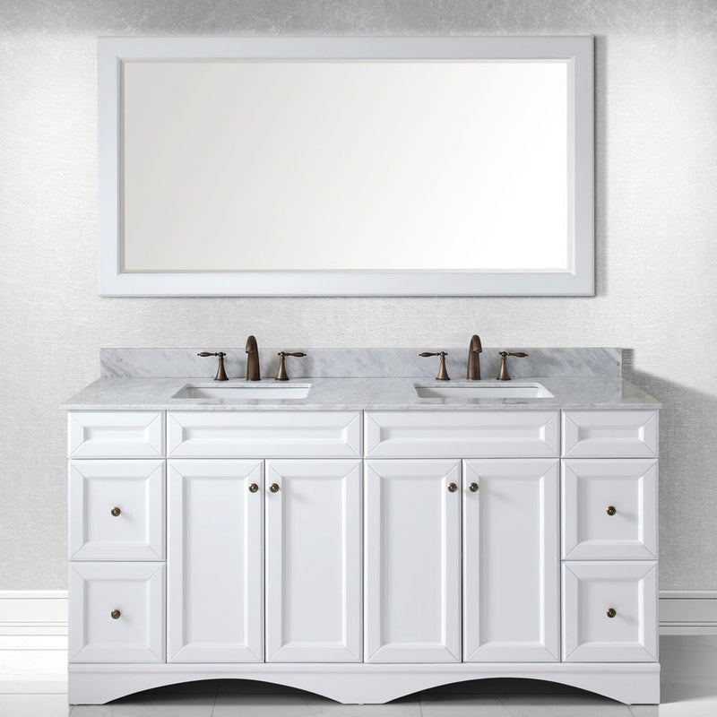 Modern Fittings Talisa 72" Double Bath Vanity Marble Top and Square Sinks with Matching Mirror